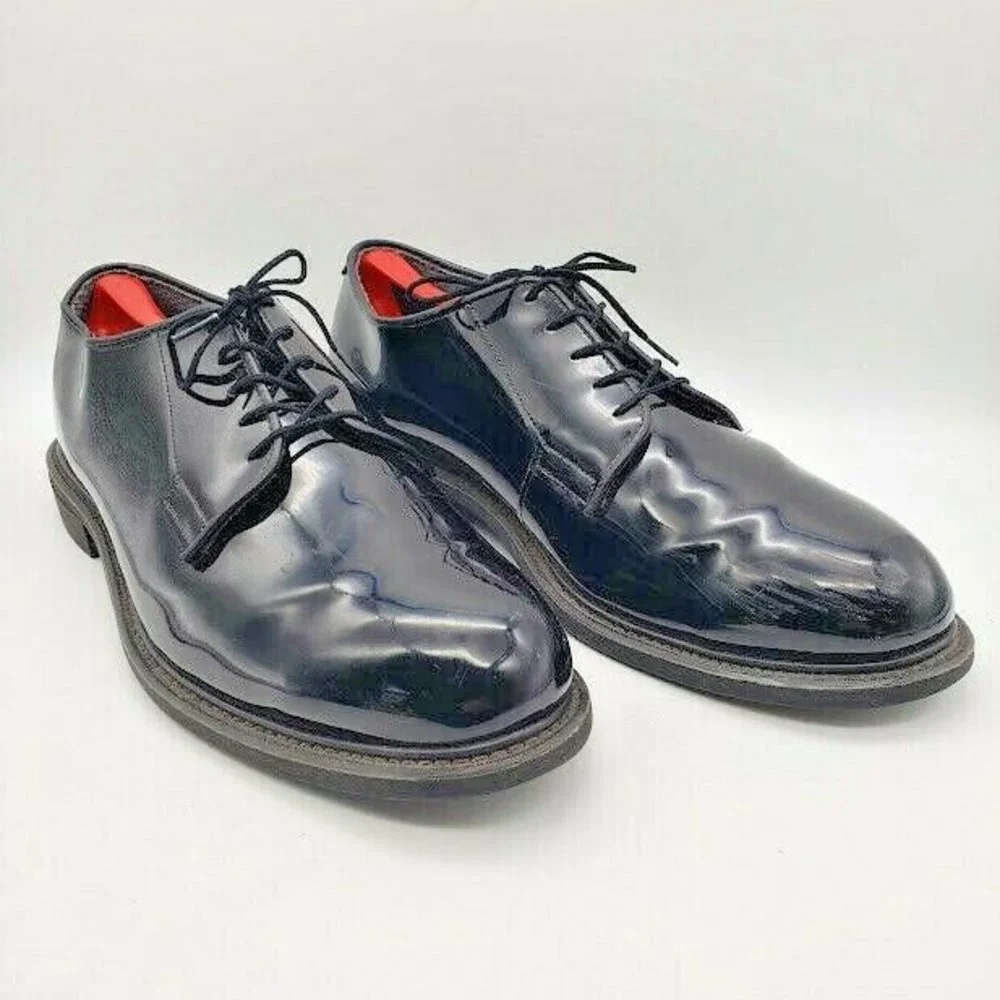 BATES Long Wearing High Gloss Patent Lace Up Oxford Dress Shoes Men's Size 13.5
